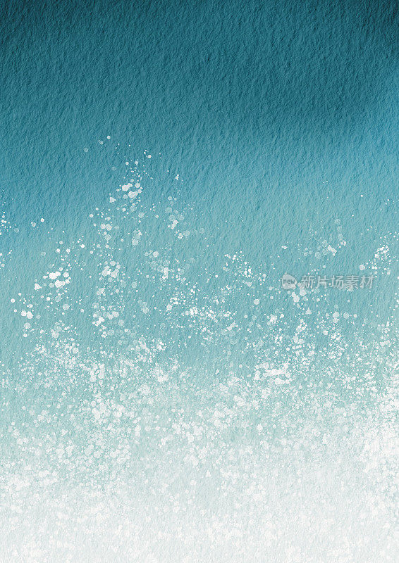溅水在蓝色背景插图装饰水上，冬季和沿海的概念。