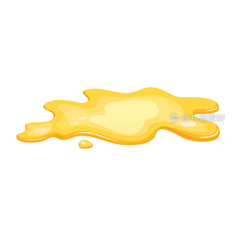黄色的油坑被隔离。蜂蜜、尿液或汽油黄金液体。卡通矢量插图