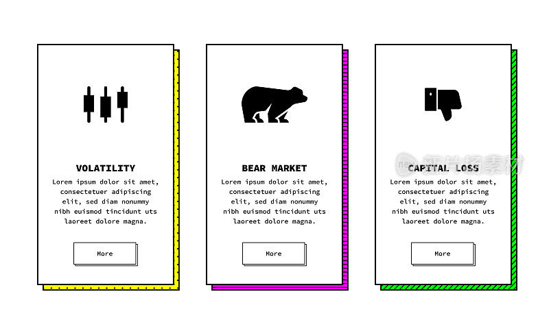 熊市概念信息图设计与固体图标。