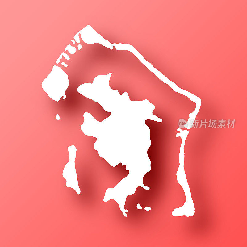 波拉波拉岛地图红色背景和阴影