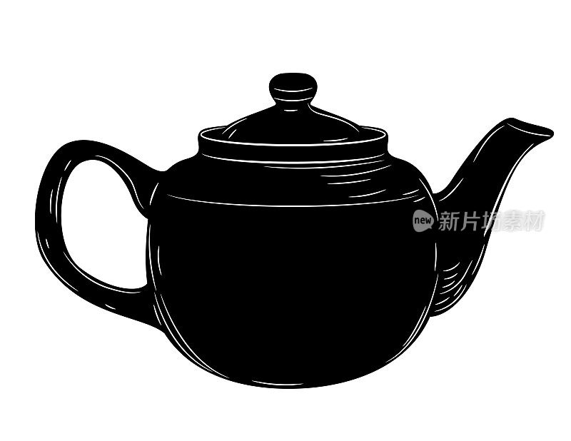 透明背景上的茶壶剪影