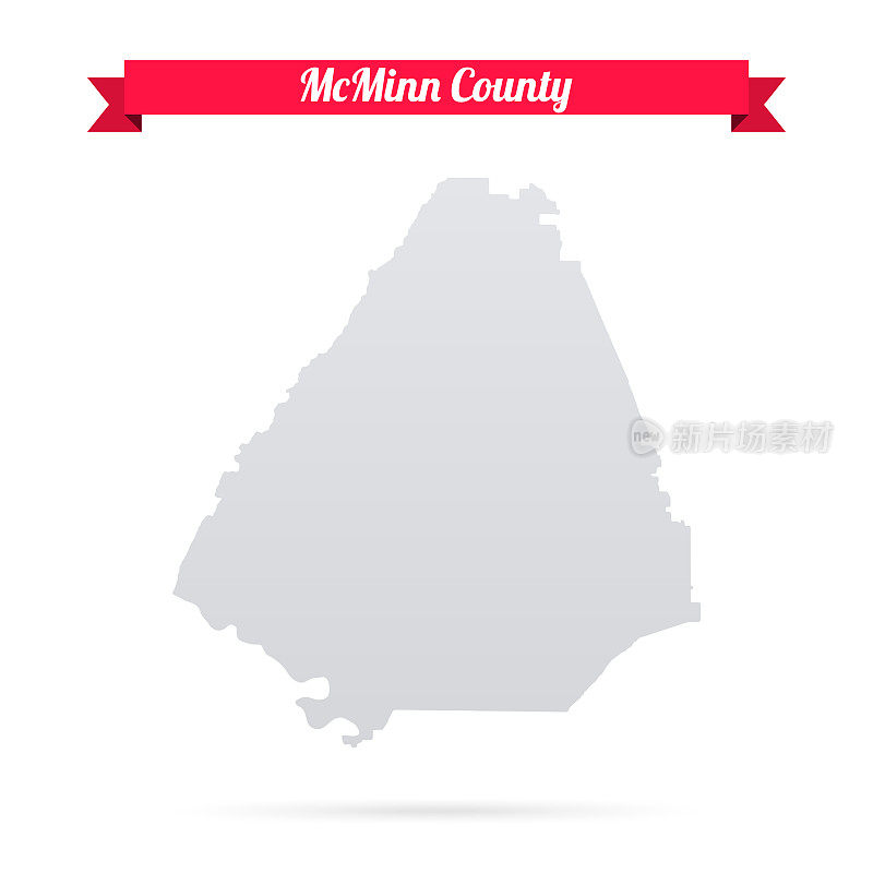 田纳西州麦克明县。白底红旗地图