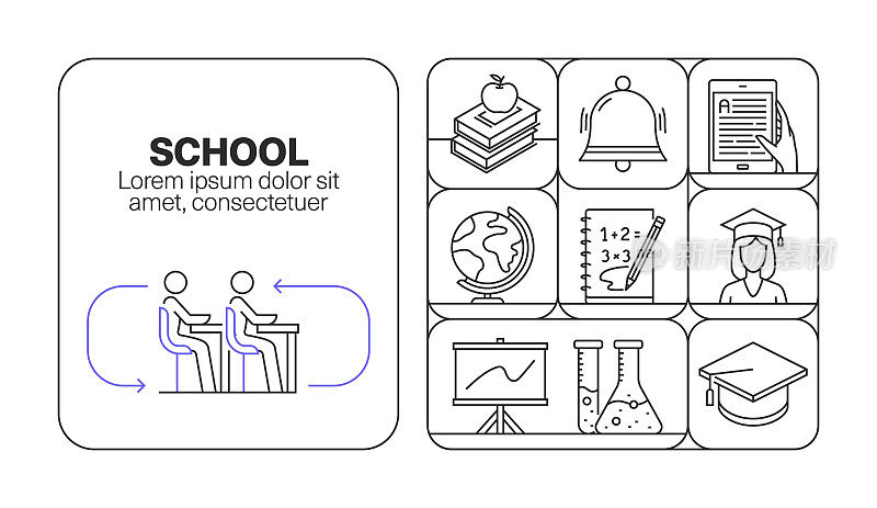 学校横幅线图标集设计