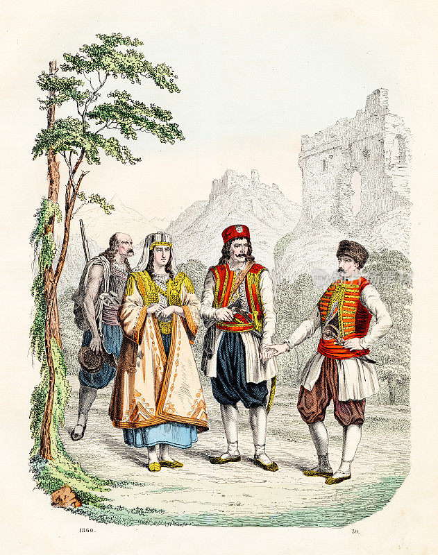 1860年，黑山人民穿着传统服装