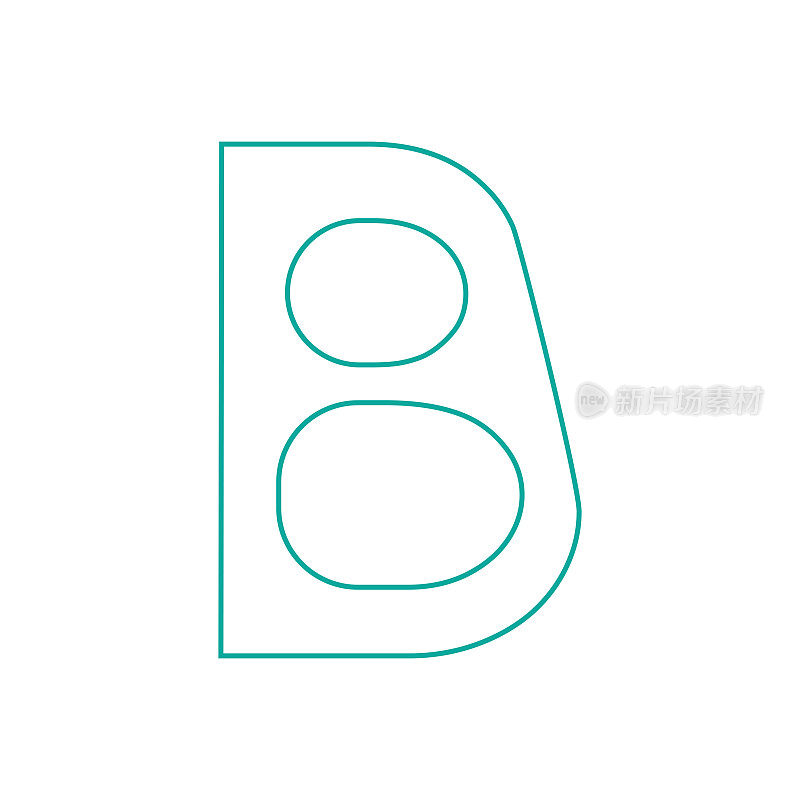 白色背景上的蓝色轮廓。字母B概念文字设计标志模板设计。简单的字母标记矢量插图。