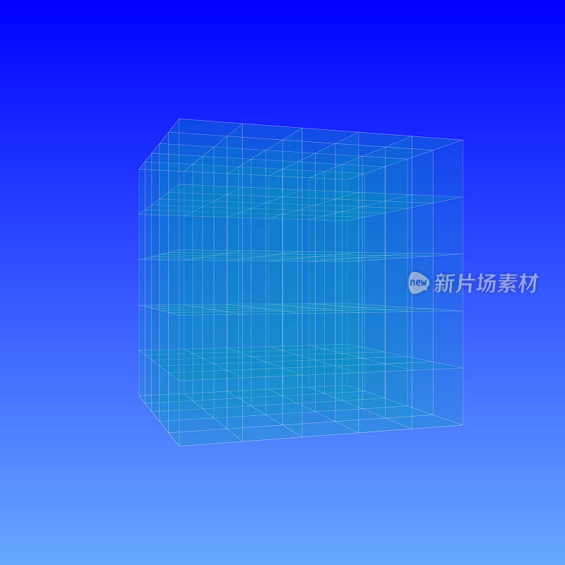 3D半透明玻璃墙对深蓝色背景。与视角。