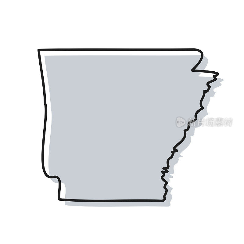 阿肯色州地图手绘在白色背景-时尚的设计