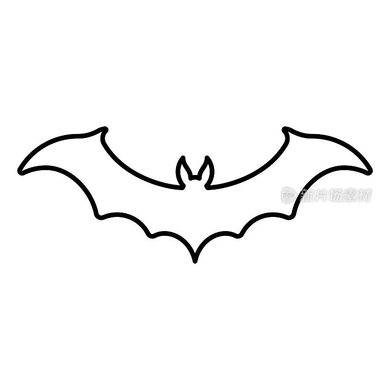 蝙蝠图标黑色轮廓在白色。
