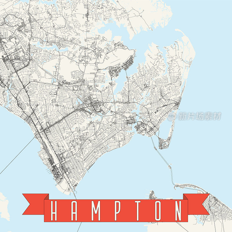 汉普顿，弗吉尼亚州，美国矢量地图