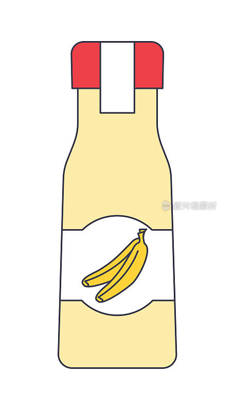 可爱的线条艺术水果汁向量-香蕉