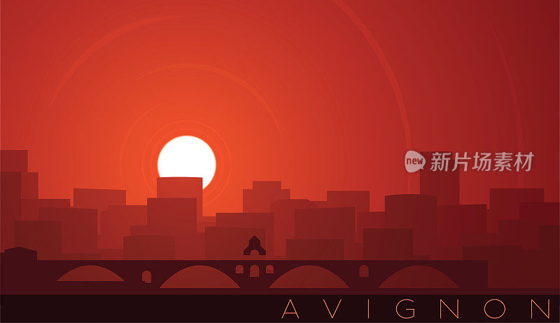 阿维尼翁低太阳地平线场景