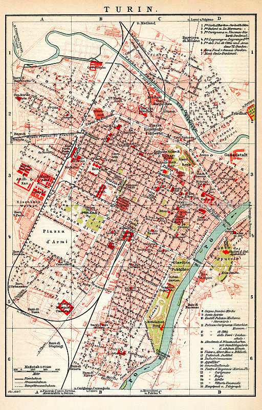1898年意大利都灵城地图