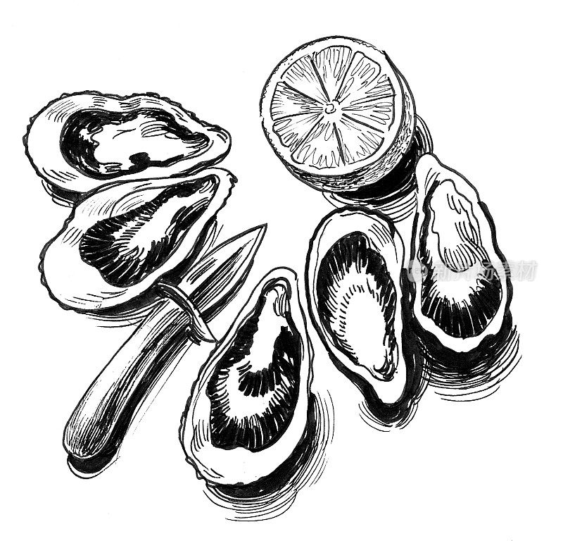 牡蛎刀和柠檬