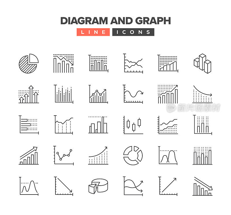 图表和图形线图标集