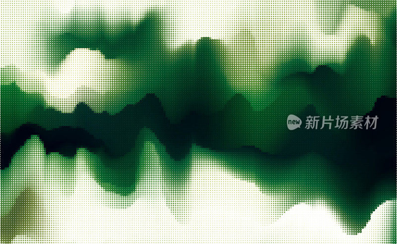 抽象绿色半色调波尔卡圆点风格的山峦流动景观格局背景