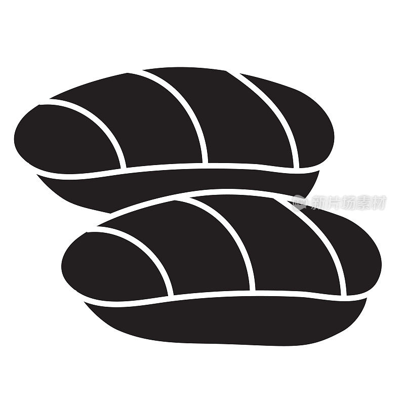 寿司三文鱼手握寿司黑白图标