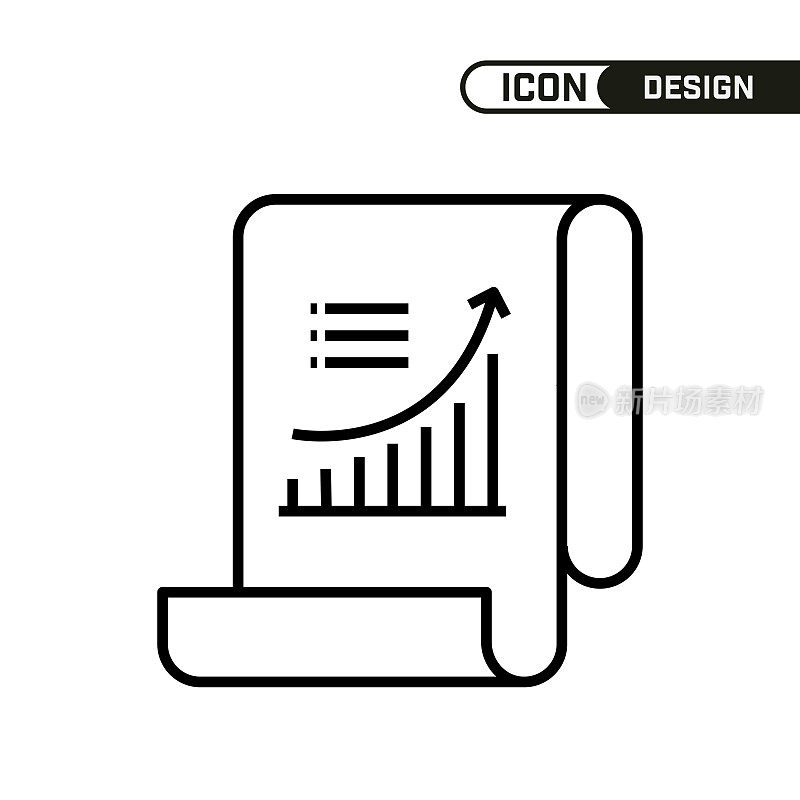 评估行图标。单一的图标设计。多用途和编辑细线设计。