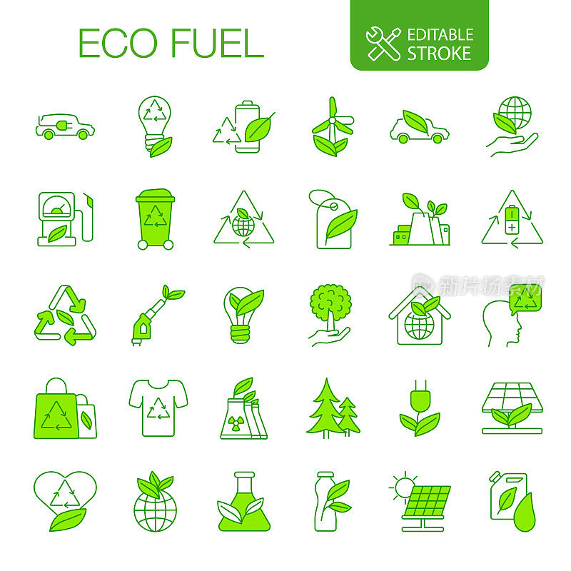 生态燃料图标设置可编辑的描边