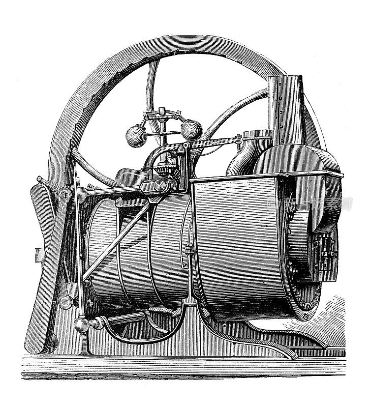 古董插图，应用力学:蒸汽动力机器，爱立信