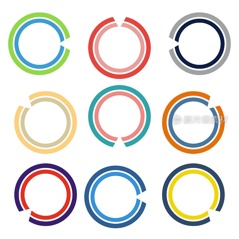 矢量颜色环形符号集合集设计