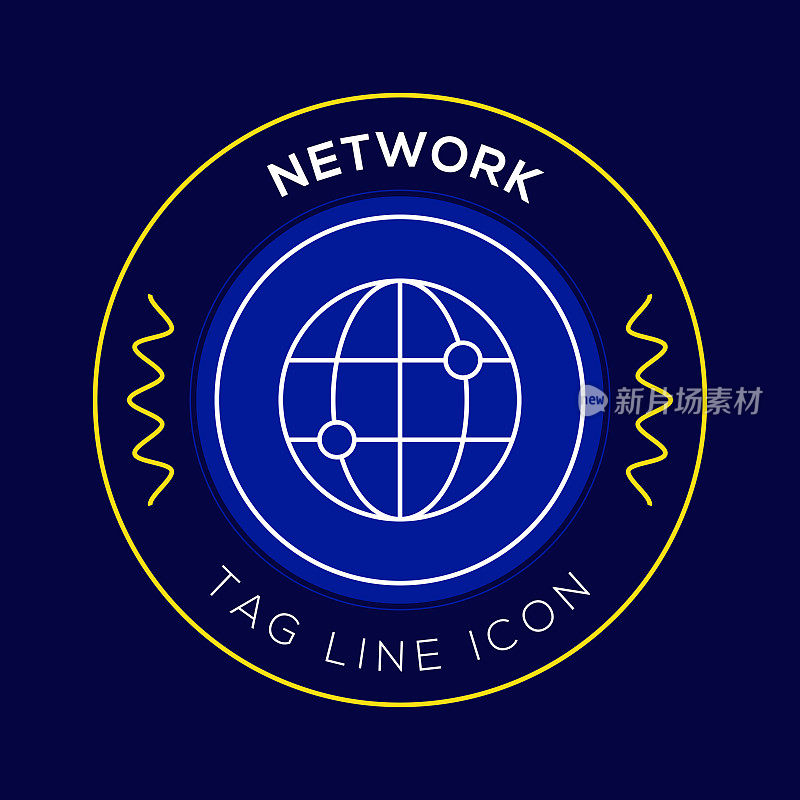 网络圈徽章，现代标志矢量图标设计线条风格