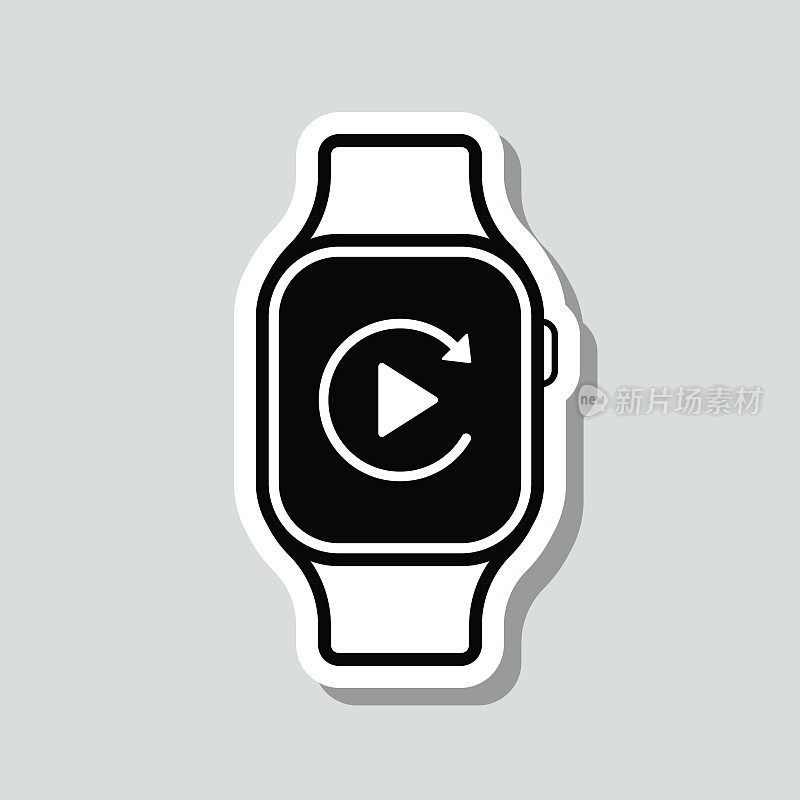 smartwatch重播。图标贴纸在灰色背景