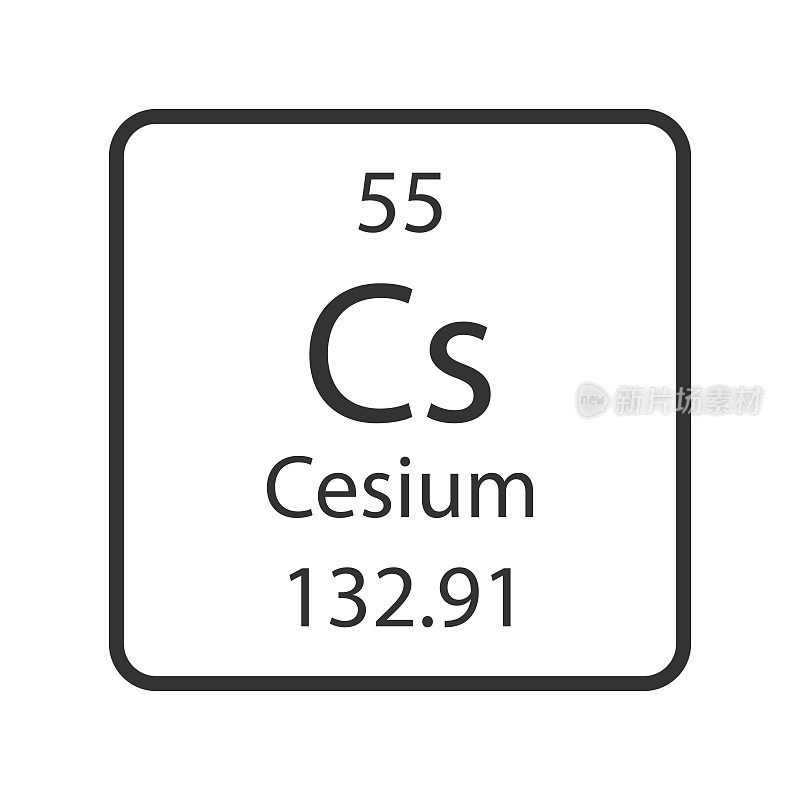 铯的象征。元素周期表中的化学元素。矢量插图。