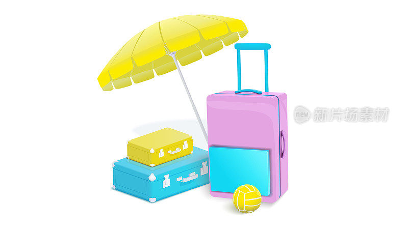 旅游的背景。旅行的概念。游客的行李。旅行袋子。现代柔和的颜色。平飞。的职业。夏天的假期。航行。冒险。