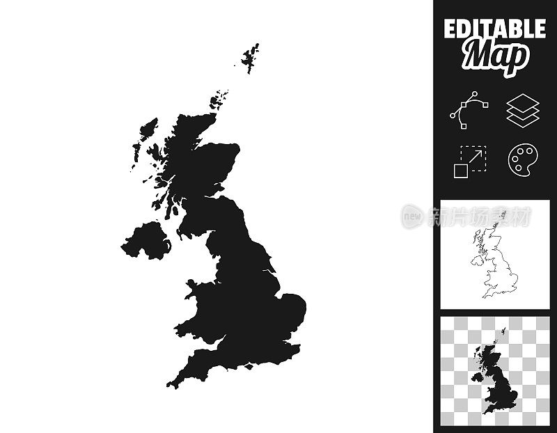 英国地图设计。轻松地编辑