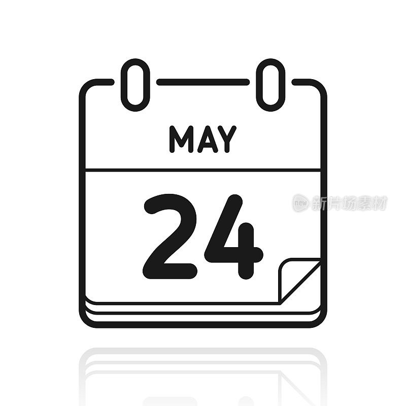 5月24日。白色背景上反射的图标