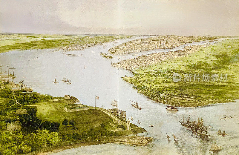 纽约，航拍图，1868年