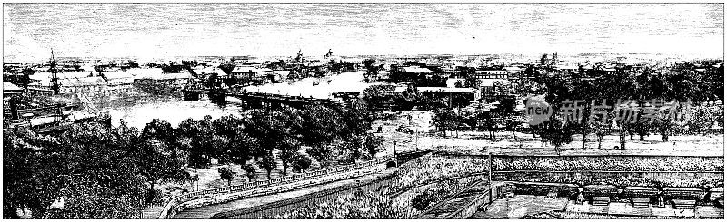 古画:美西战争，马尼拉的帕西格河