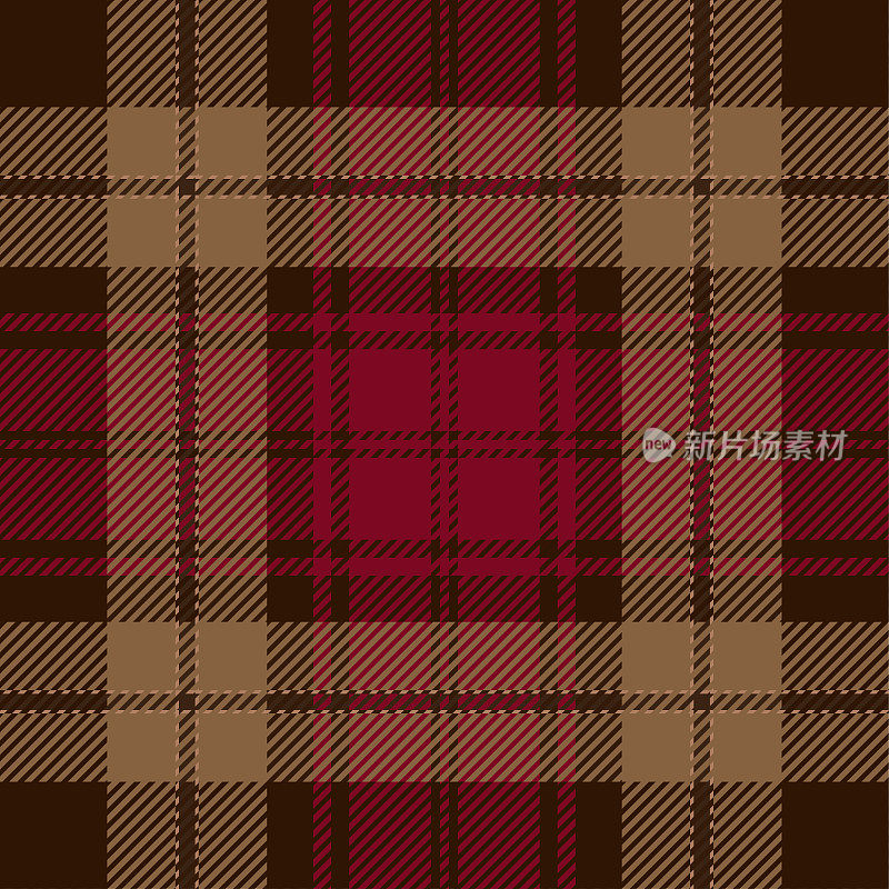 红色和棕色苏格兰格子格纹织物斯沃琪