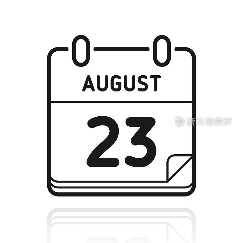 8月23日。白色背景上反射的图标