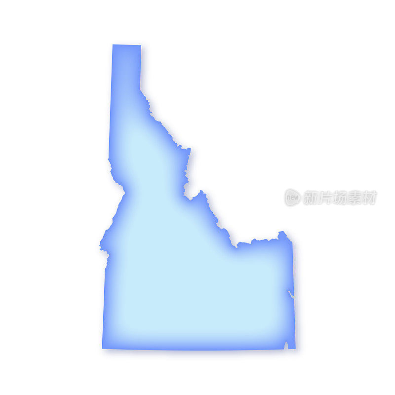 爱达荷软蓝色矢量地图插图