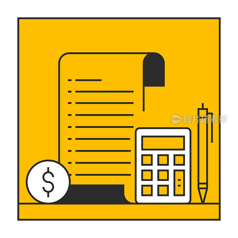会计线图标设计,计算,会计,税,钱。