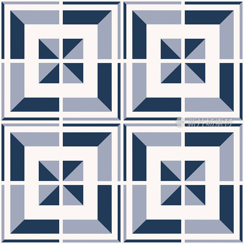 抽象几何方形瓷砖图案。