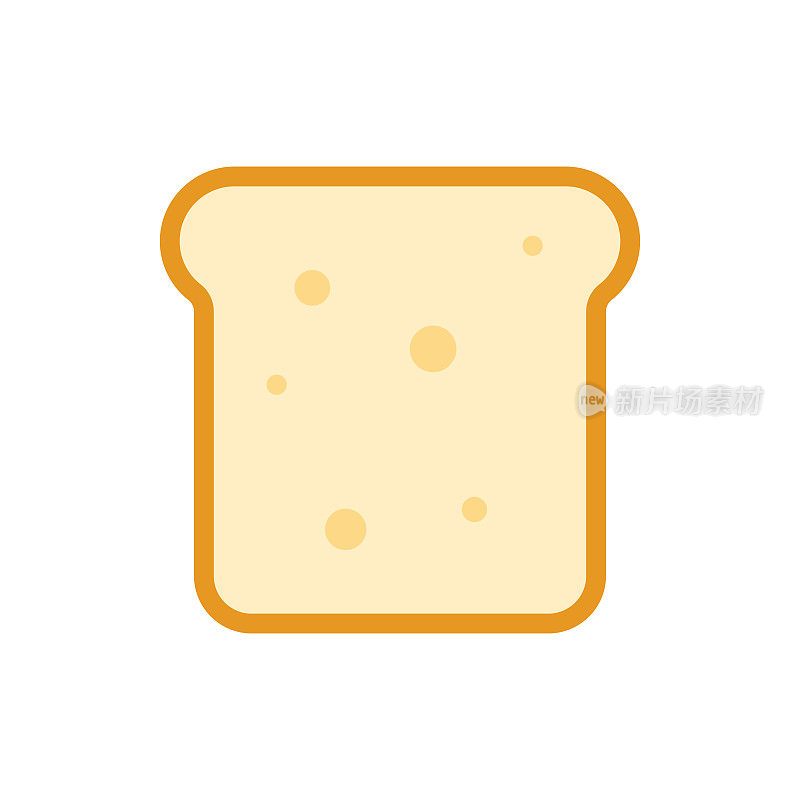 吐司切片图标剪贴画矢量插图。简单的吐司面包片标志平面矢量设计。吐司面包图标孤立的白色背景。吐司卡通剪贴画