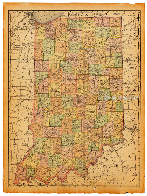 印第安纳州的老地图