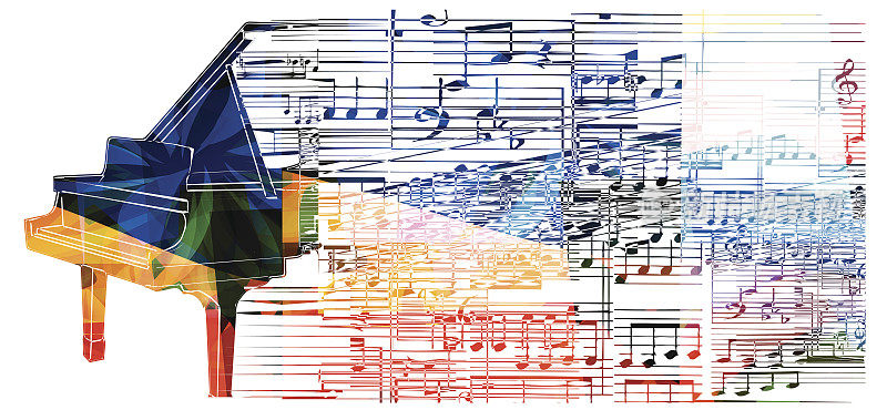 色彩斑斓的钢琴设计。背景音乐
