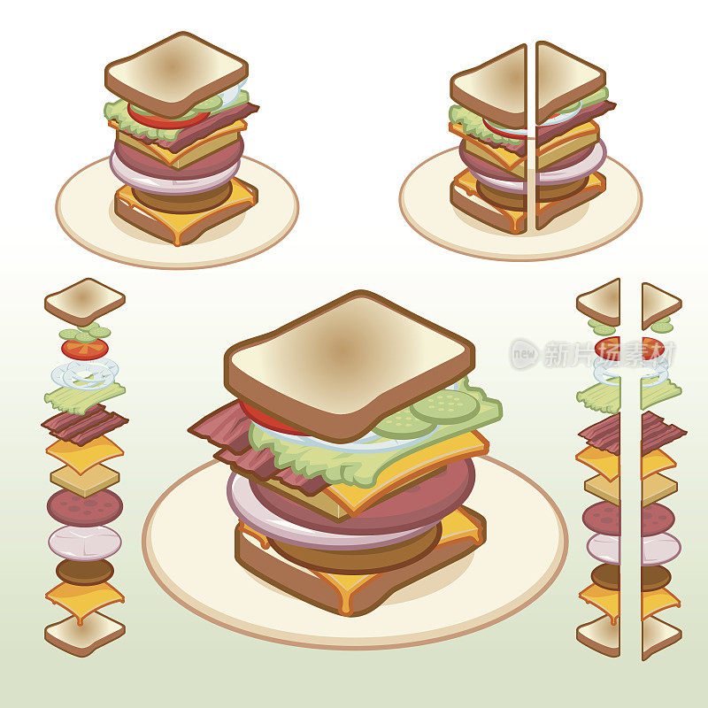 食物-等距三明治图标02