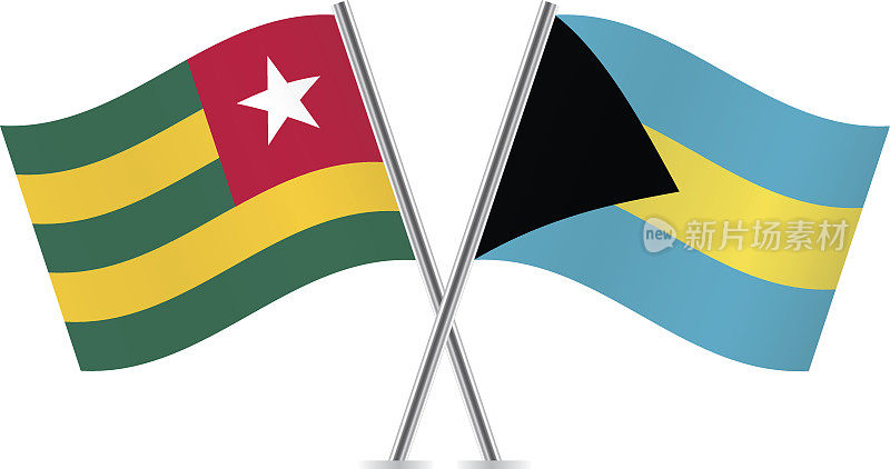 多哥和巴哈马的国旗。向量。