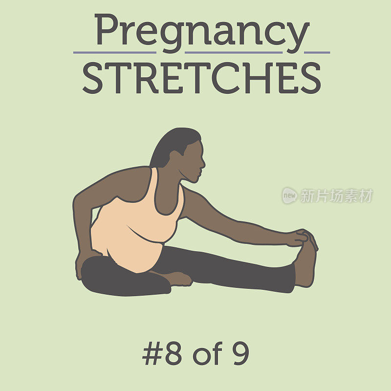 一个不同的非洲裔美国年轻女士做她的怀孕锻炼和瑜伽锻炼