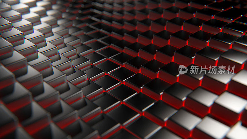 抽象铁三维立方体红色头发背景。三维渲染