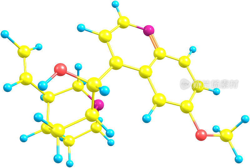 奎宁分子结构孤立于白色