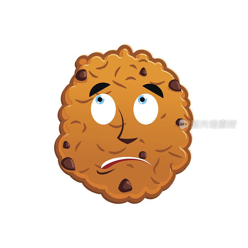 饼干Emoji感到惊讶。饼干情感惊讶。食物隔离