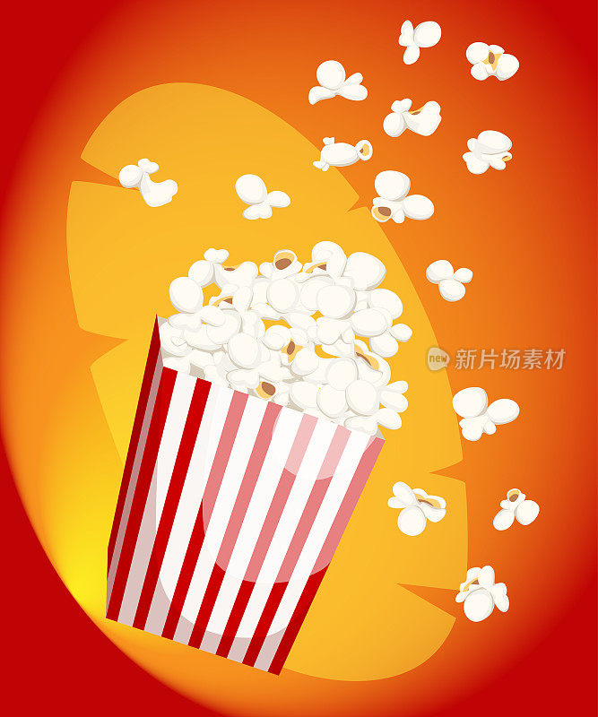 爆米花图标象征食物电影院电影电影平面矢量股票碗装满爆米花和纸玻璃平面设计风格新鲜的卡通不同的网站页面和移动应用程序设计
