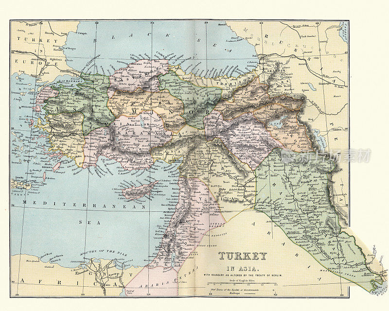 土耳其在亚洲的地图，19世纪