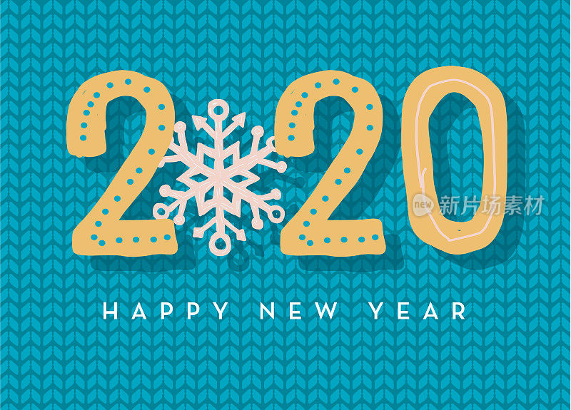 新年快乐2020彩色手绘贺卡横幅设计与编织的背景