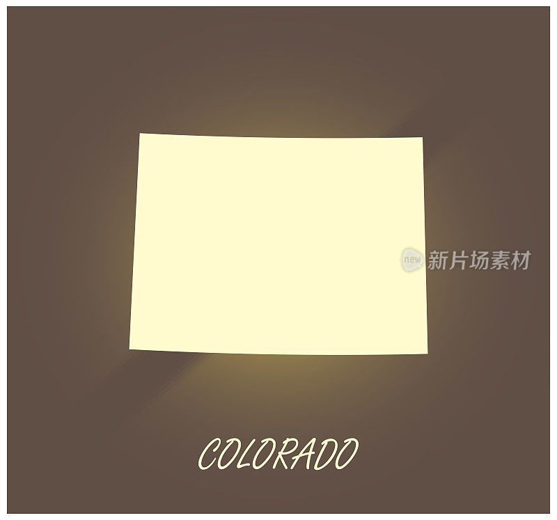 科罗拉多州地图矢量轮廓制图黑色和白色照明背景插图